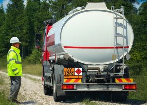Oil tanker on a track in the New Forest, Hampshire