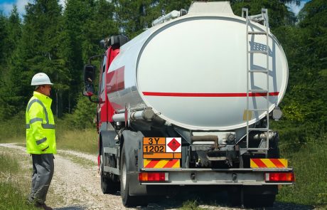 Oil tanker on a track in the New Forest, Hampshire