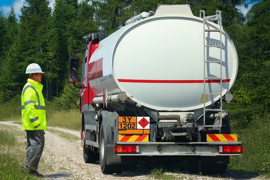 Oil tanker on a track in the New Forest, Hampshire